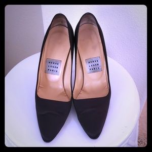 Herve Leger Paris  Blk satin classic  heel